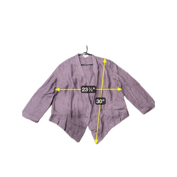 Coldwater Creek NWT Plum Linen Open-Front Cardigan Blazer Jacket Sz PXL - Picture 7 of 11